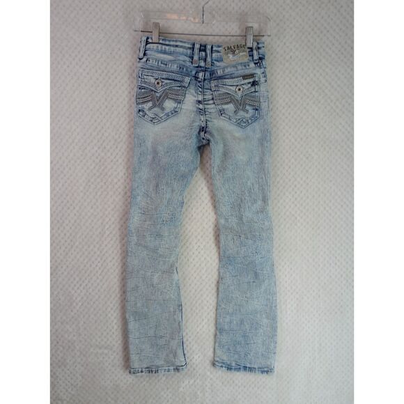 Salvage Chaos Boot Regular Fit Boys 12 Tall Destructed Denim Jeans - Picture 2 of 15